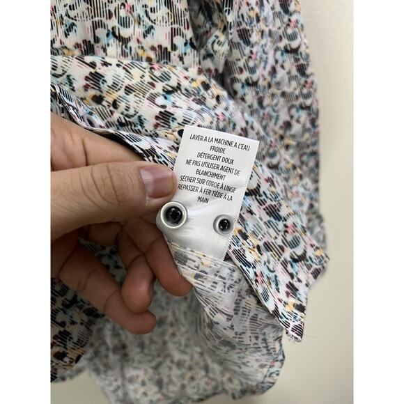 Robert Graham Abstract Boho Button Up Shirt L Flip Cuff Artsy Preppy Maximalist - Picture 8 of 14